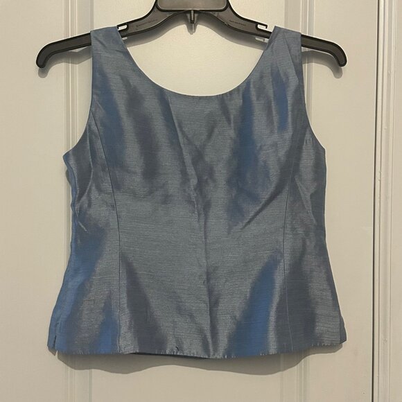Kasper Petite 6P Shimmering Blue Sleeveless Top - Picture 2 of 8